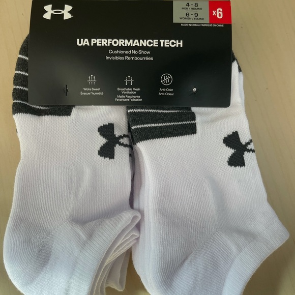 Unisex Under Armour Adult 6PK Performance Tech No Show S - Picture 2 of 8